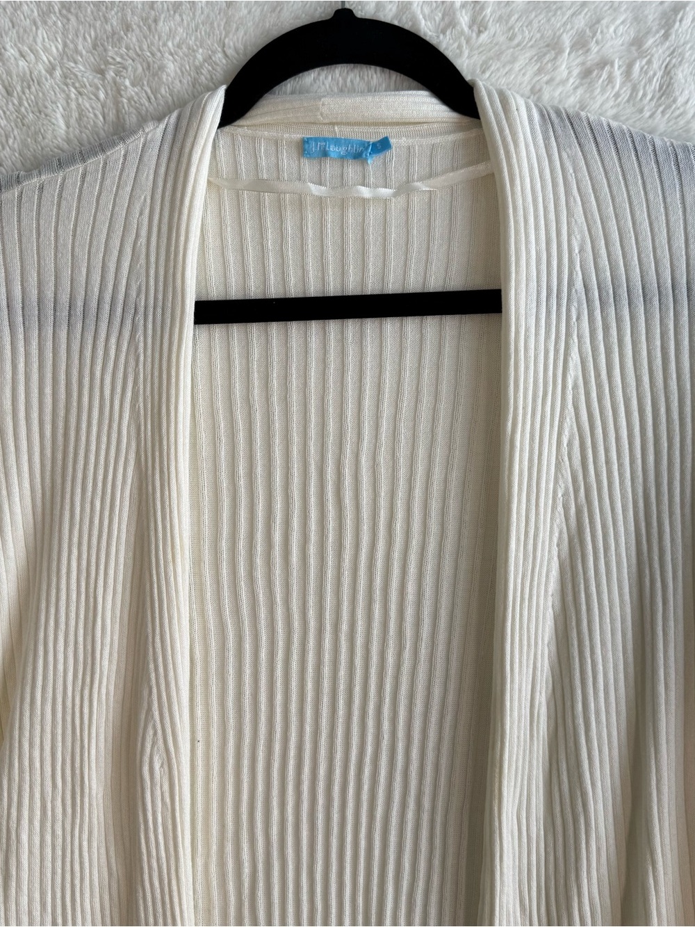 J. Mclaughlin Open Ribbed Knit Cardigan Women’s Small Ivory Minimalist Coastal - Picture 2 of 8